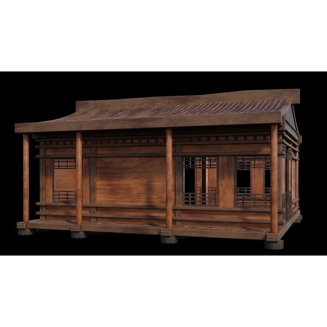 Medieval Houses 3D Model – Low Poly Game Ready Asset, PBR Textures - View 8