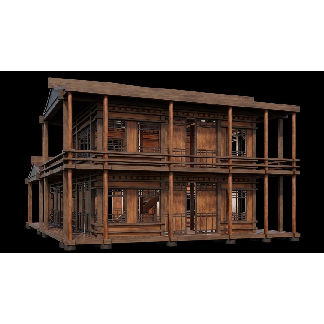 Medieval Houses 3D Model – Low Poly Game Ready Asset, PBR Textures - View 80