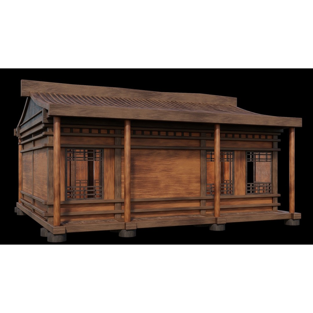 Medieval Houses 3D Model – Low Poly Game Ready Asset, PBR Textures - View 9