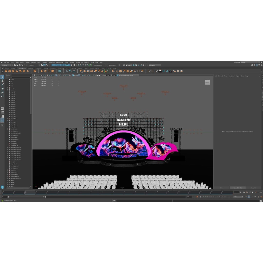 Event Stage 3D Model – Vibrant Floral Design, FBX & OBJ Formats - View 10