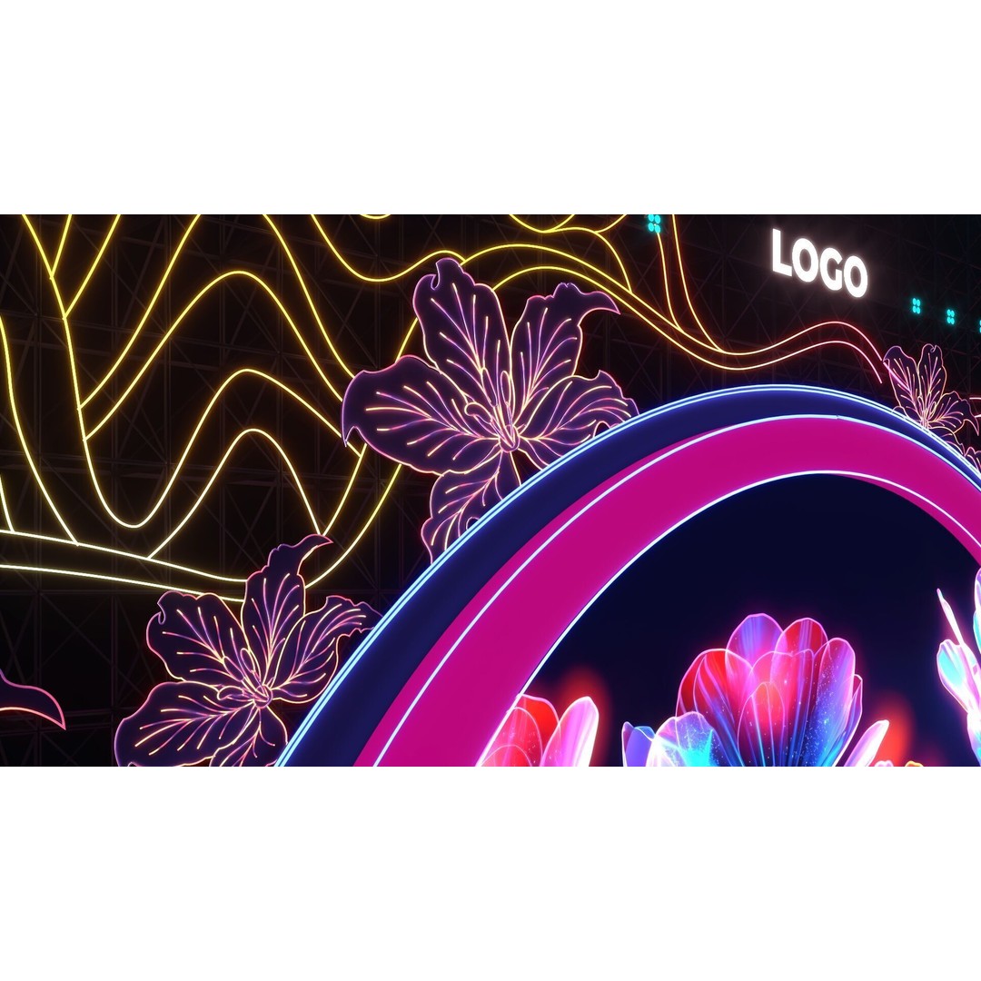 Event Stage 3D Model – Vibrant Floral Design, FBX & OBJ Formats - View 7