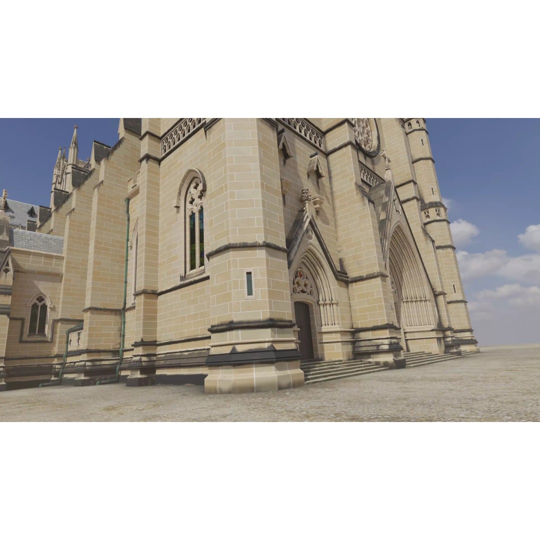 Cathedral 3D Model – Low Poly Architectural Asset, FBX, Blender - View 10