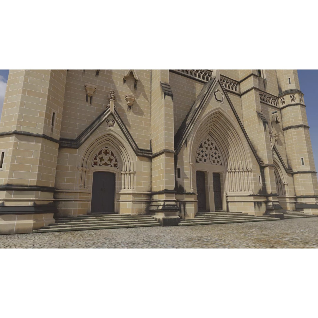 Cathedral 3D Model – Low Poly Architectural Asset, FBX, Blender - View 13