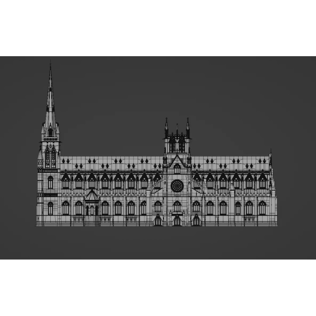 Cathedral 3D Model – Low Poly Architectural Asset, FBX, Blender - View 17