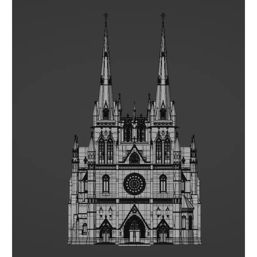 Cathedral 3D Model – Low Poly Architectural Asset, FBX, Blender - View 19