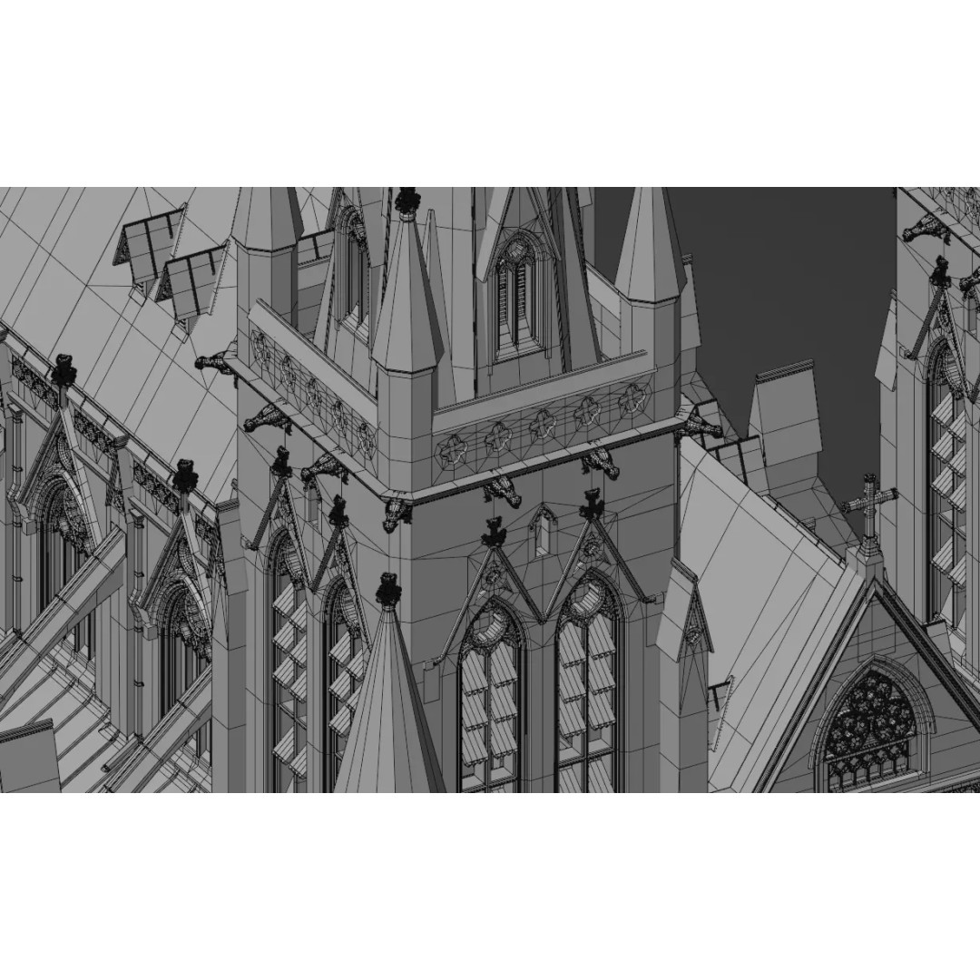 Cathedral 3D Model – Low Poly Architectural Asset, FBX, Blender - View 20
