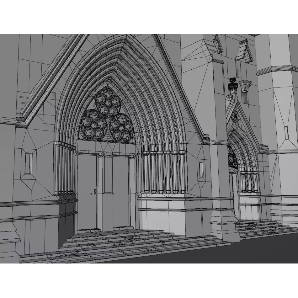 Cathedral 3D Model – Low Poly Architectural Asset, FBX, Blender - View 21