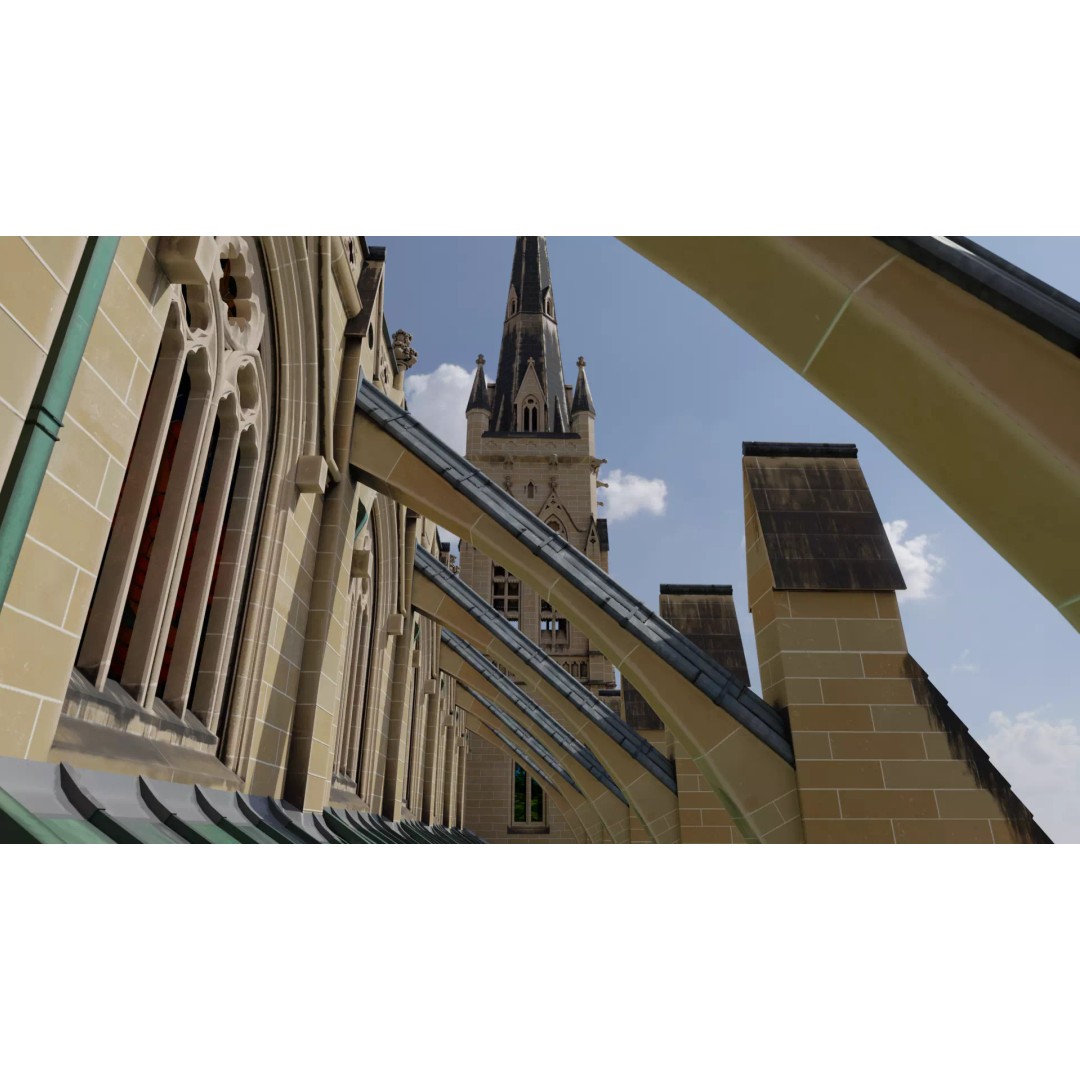 Cathedral 3D Model – Low Poly Architectural Asset, FBX, Blender - View 6