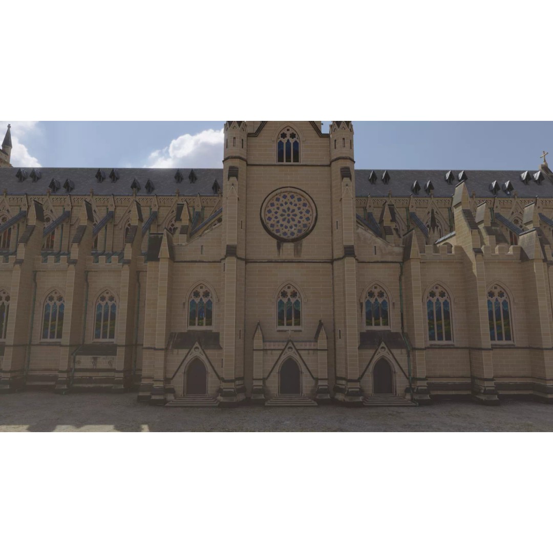 Cathedral 3D Model – Low Poly Architectural Asset, FBX, Blender - View 7
