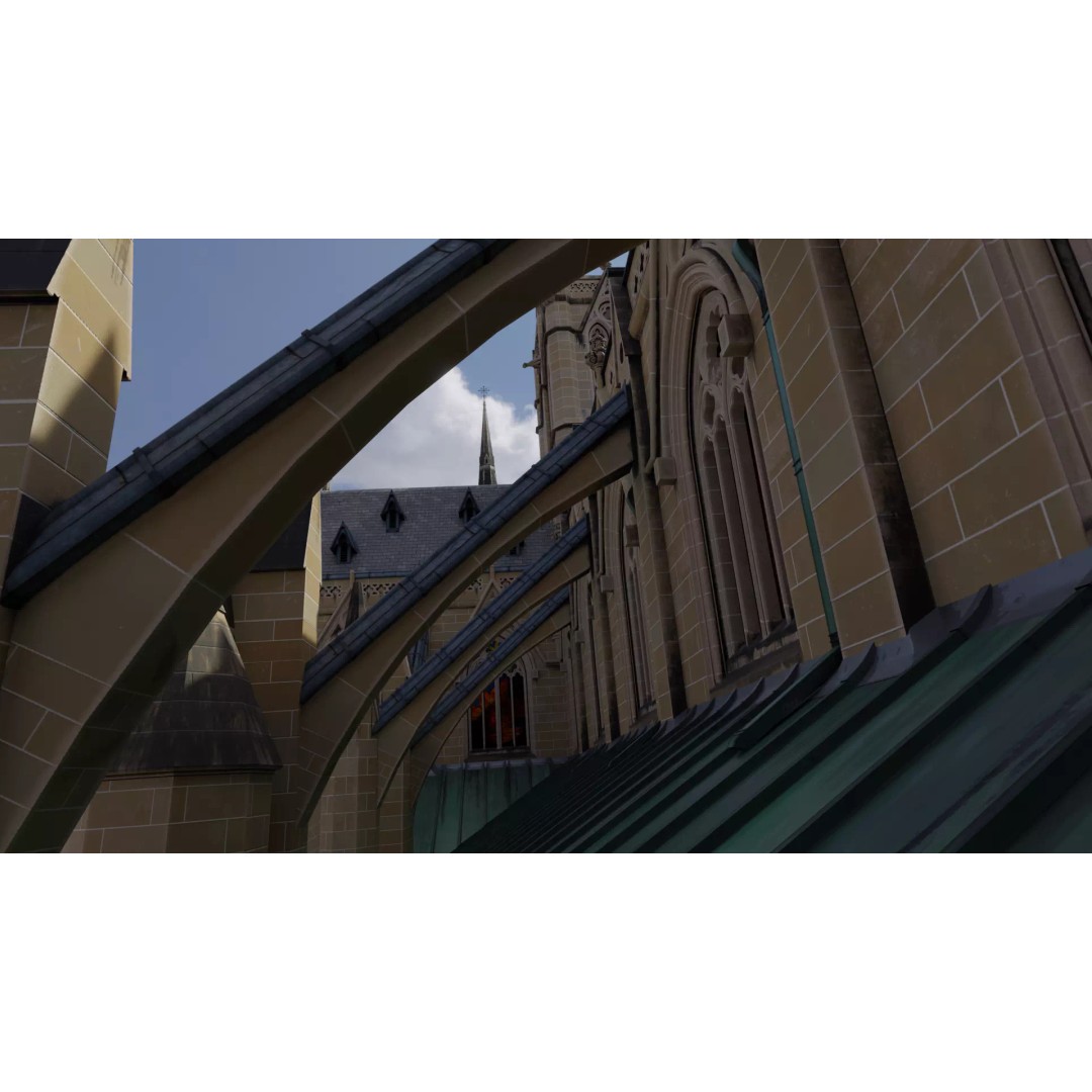 Cathedral 3D Model – Low Poly Architectural Asset, FBX, Blender - View 9