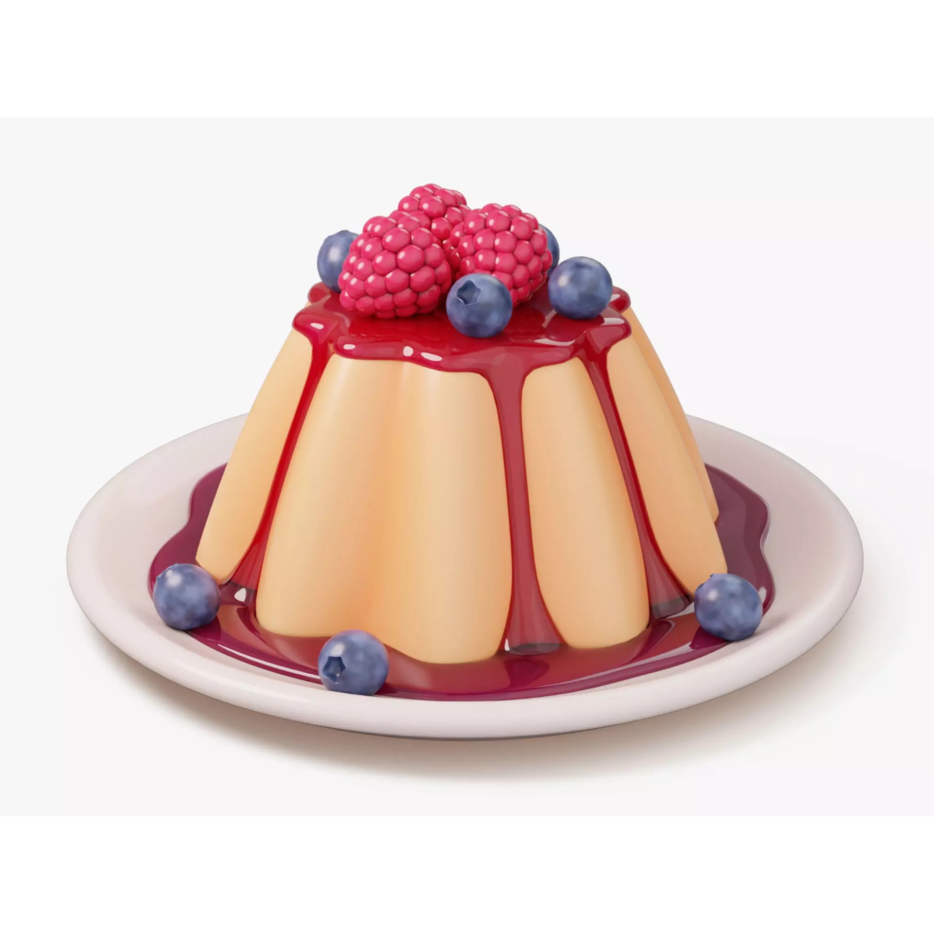 Panna Cotta with Berries - Game-Ready 3D Model - View 2