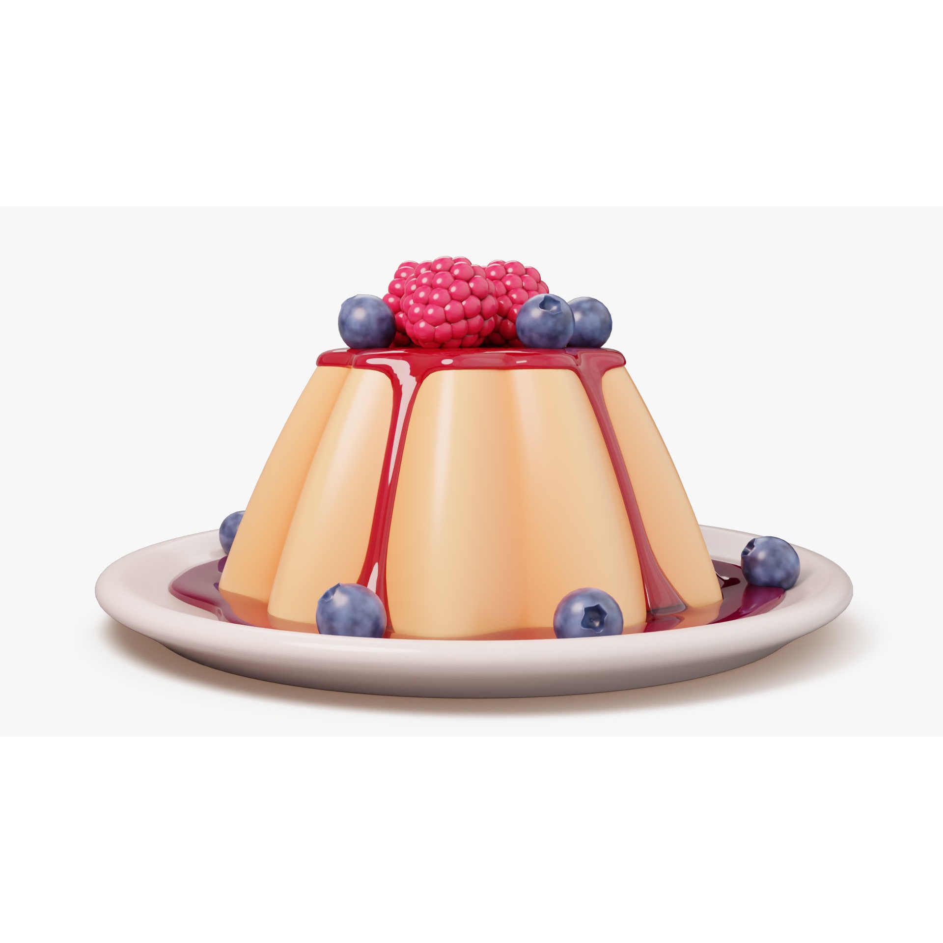 Panna Cotta with Berries - Game-Ready 3D Model - View 4