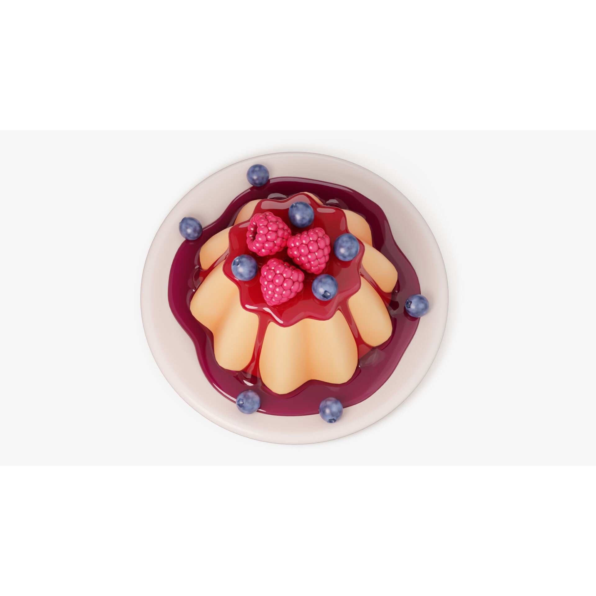 Panna Cotta with Berries - Game-Ready 3D Model - View 5