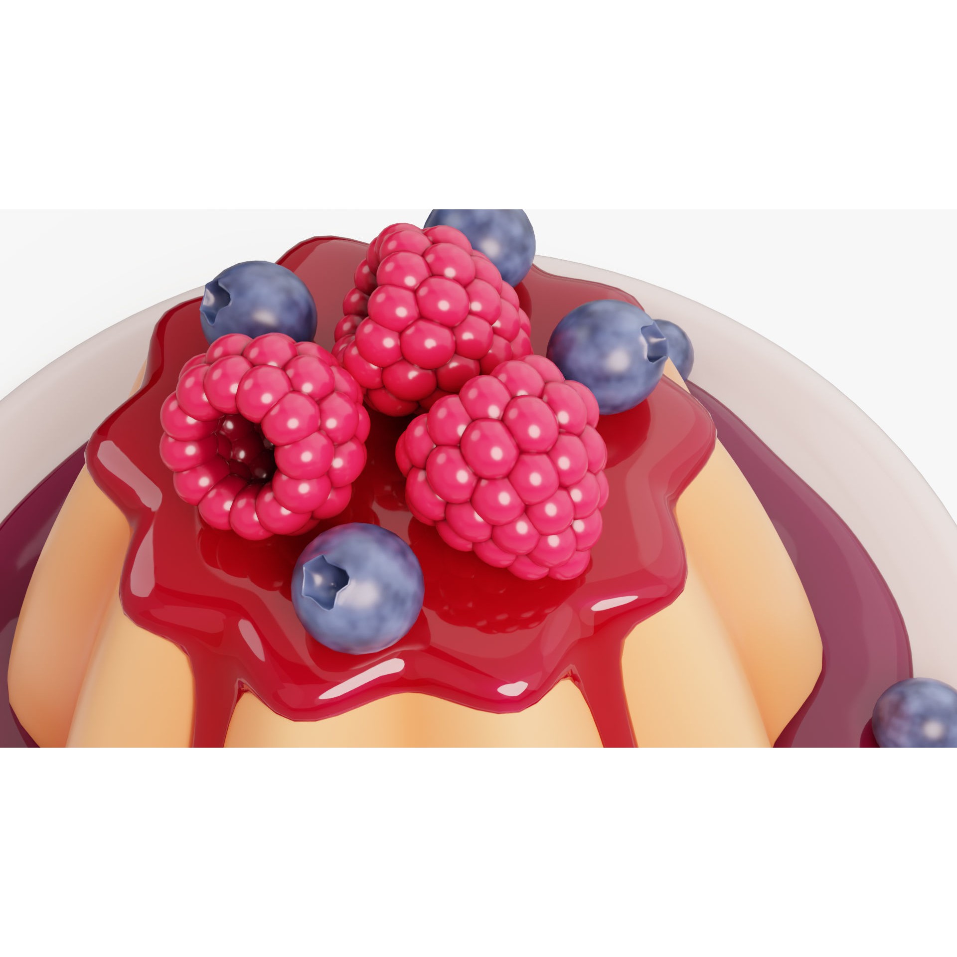 Panna Cotta with Berries - Game-Ready 3D Model - View 6