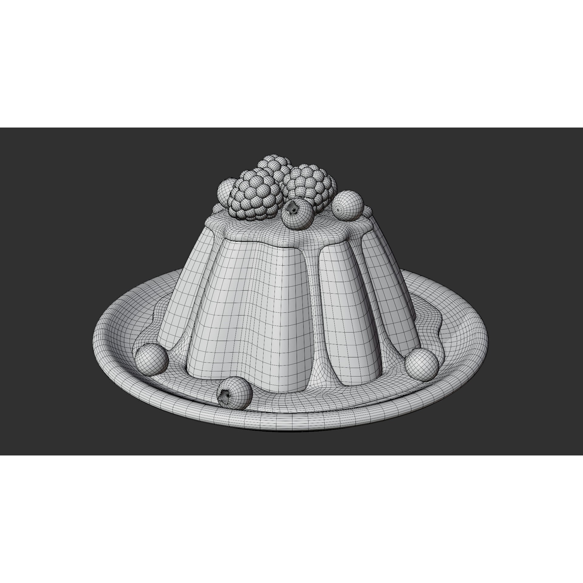 Panna Cotta with Berries - Game-Ready 3D Model - View 8