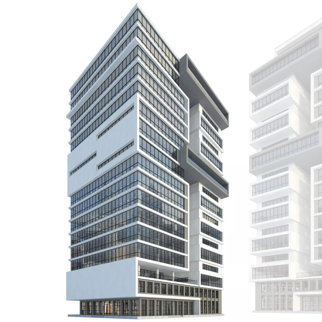 High-Rise Office Building 3D Model – Low Poly Skyscraper, FBX, OBJ - View 2