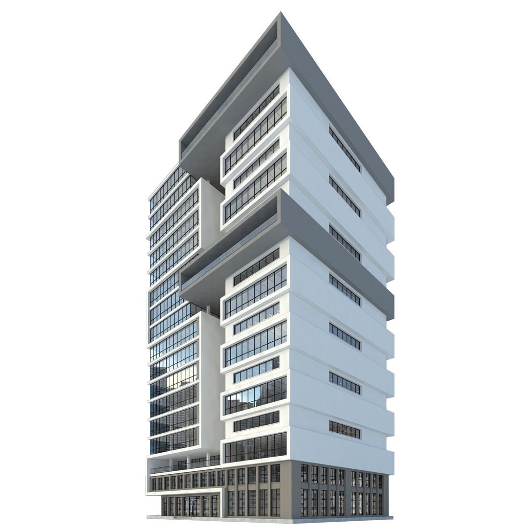 High-Rise Office Building 3D Model – Low Poly Skyscraper, FBX, OBJ - View 5