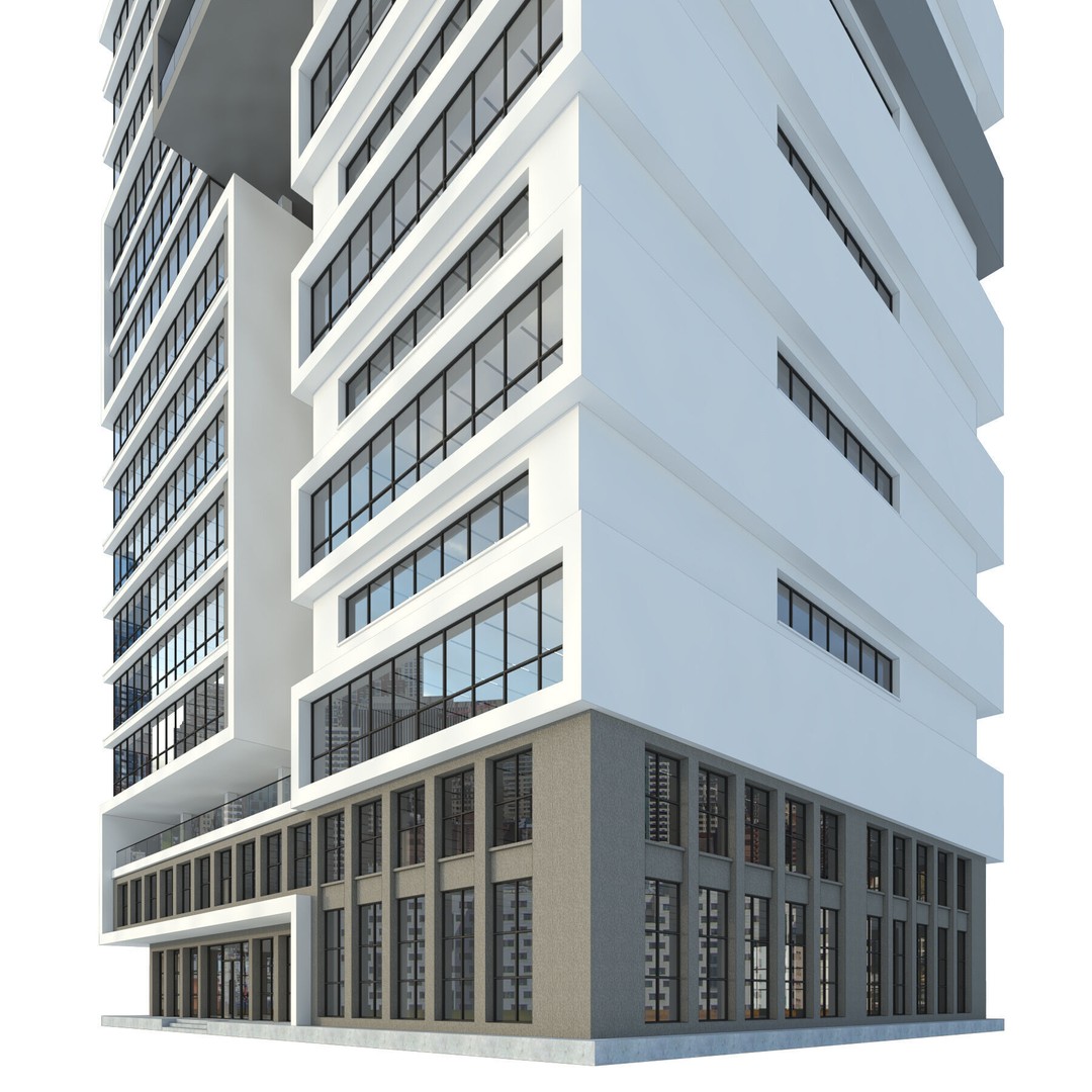 High-Rise Office Building 3D Model – Low Poly Skyscraper, FBX, OBJ - View 6