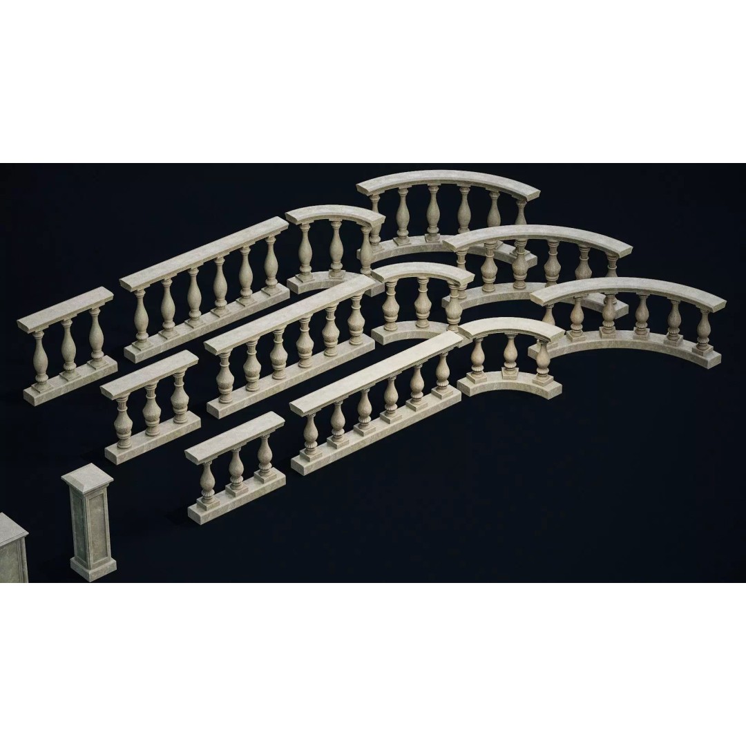 Garden Stand Balustrade 3D Model – Low Poly PBR Asset, FBX, OBJ - View 7