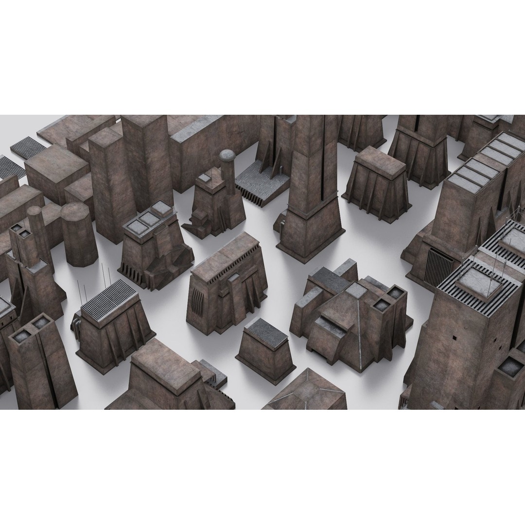 Dune Kitbash 3D Model – Low-Poly Sci-Fi Asset Collection, FBX
