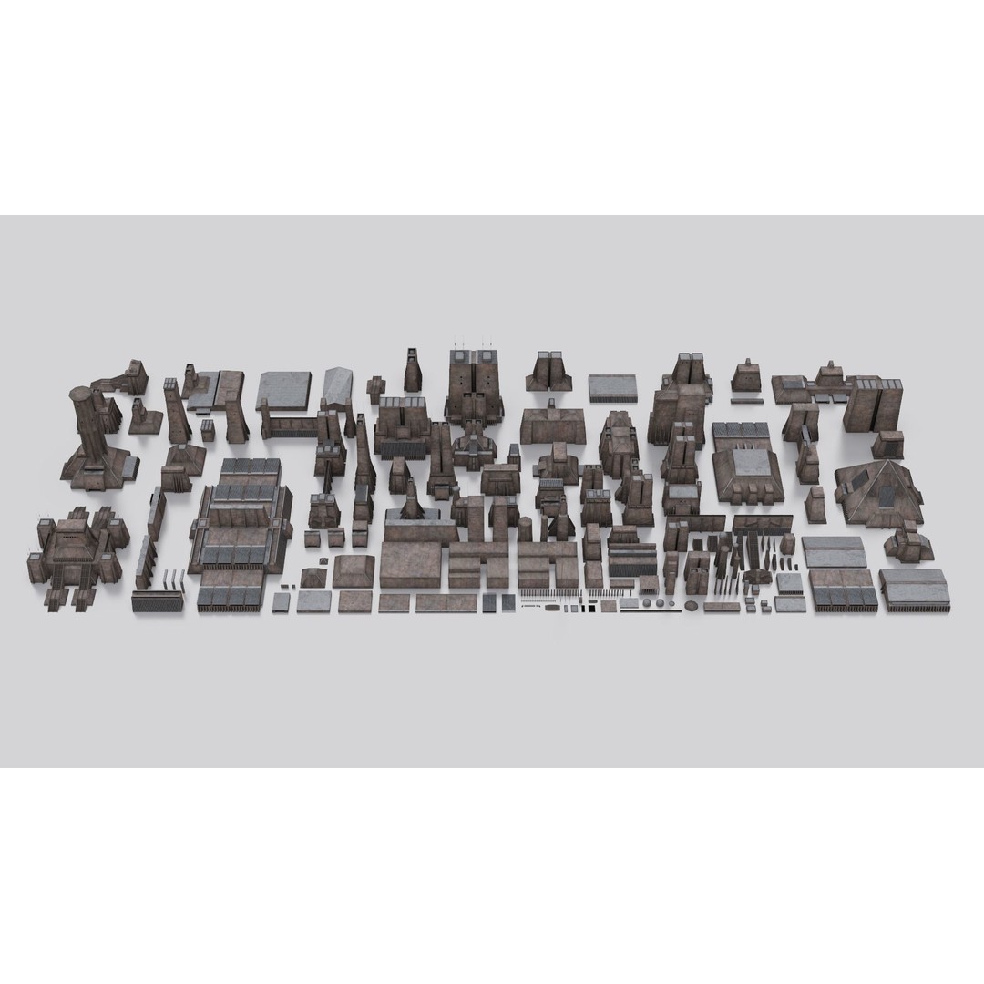 Dune Kitbash 3D Model – Low-Poly Sci-Fi Asset Collection, FBX - View 6