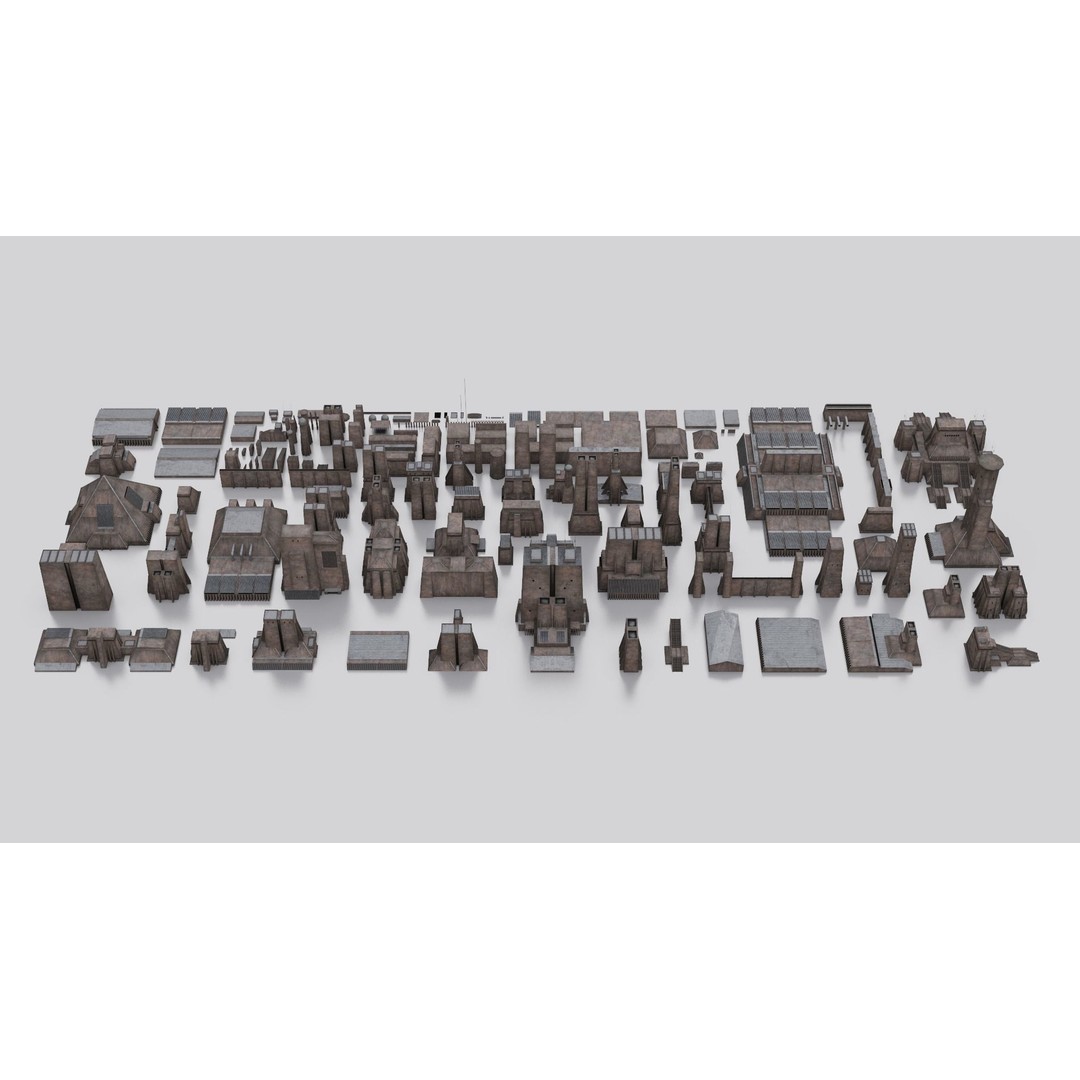 Dune Kitbash 3D Model – Low-Poly Sci-Fi Asset Collection, FBX - View 7