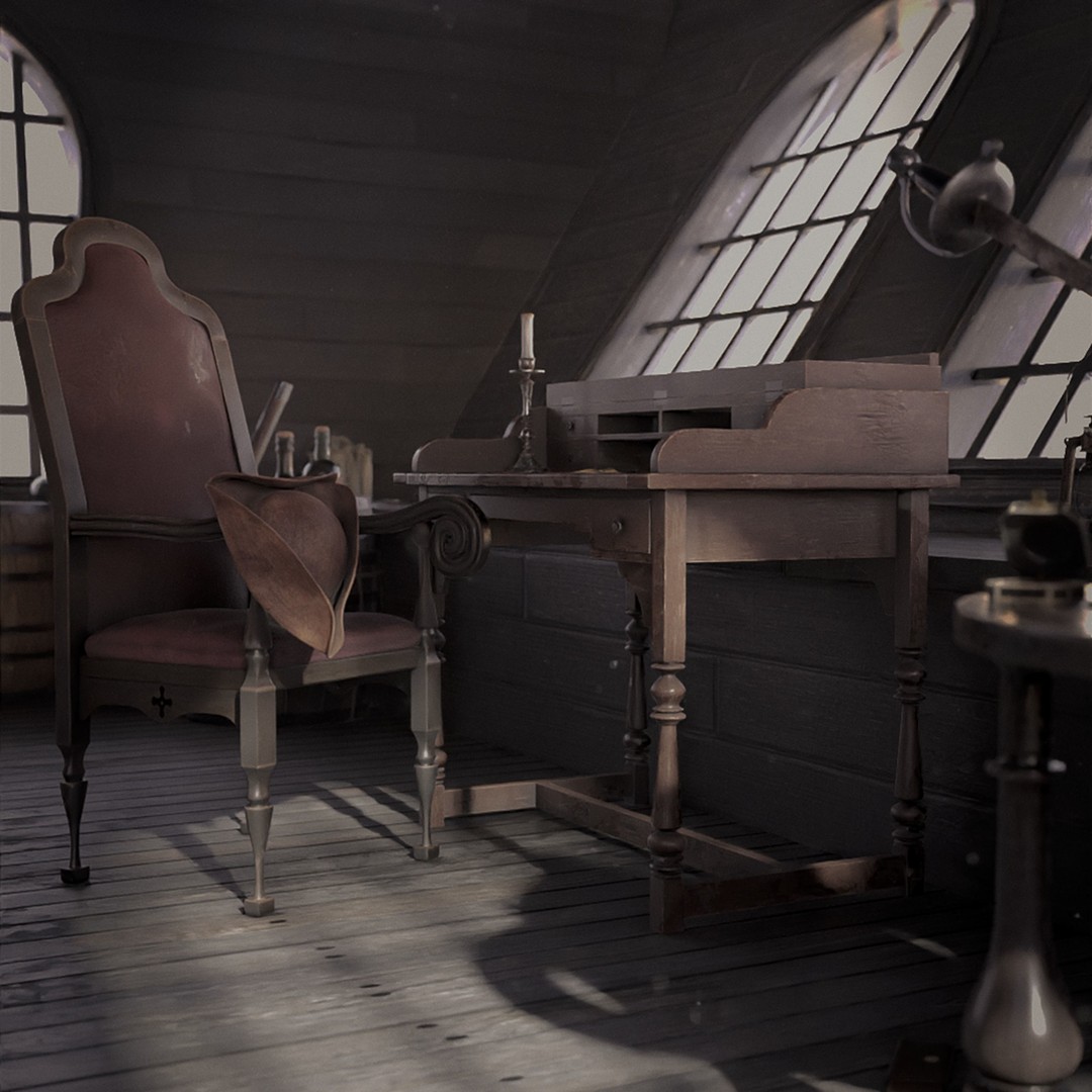 Pirate Cabin 3D Model – Atmospheric Environment with 10+ Assets, FBX - View 4