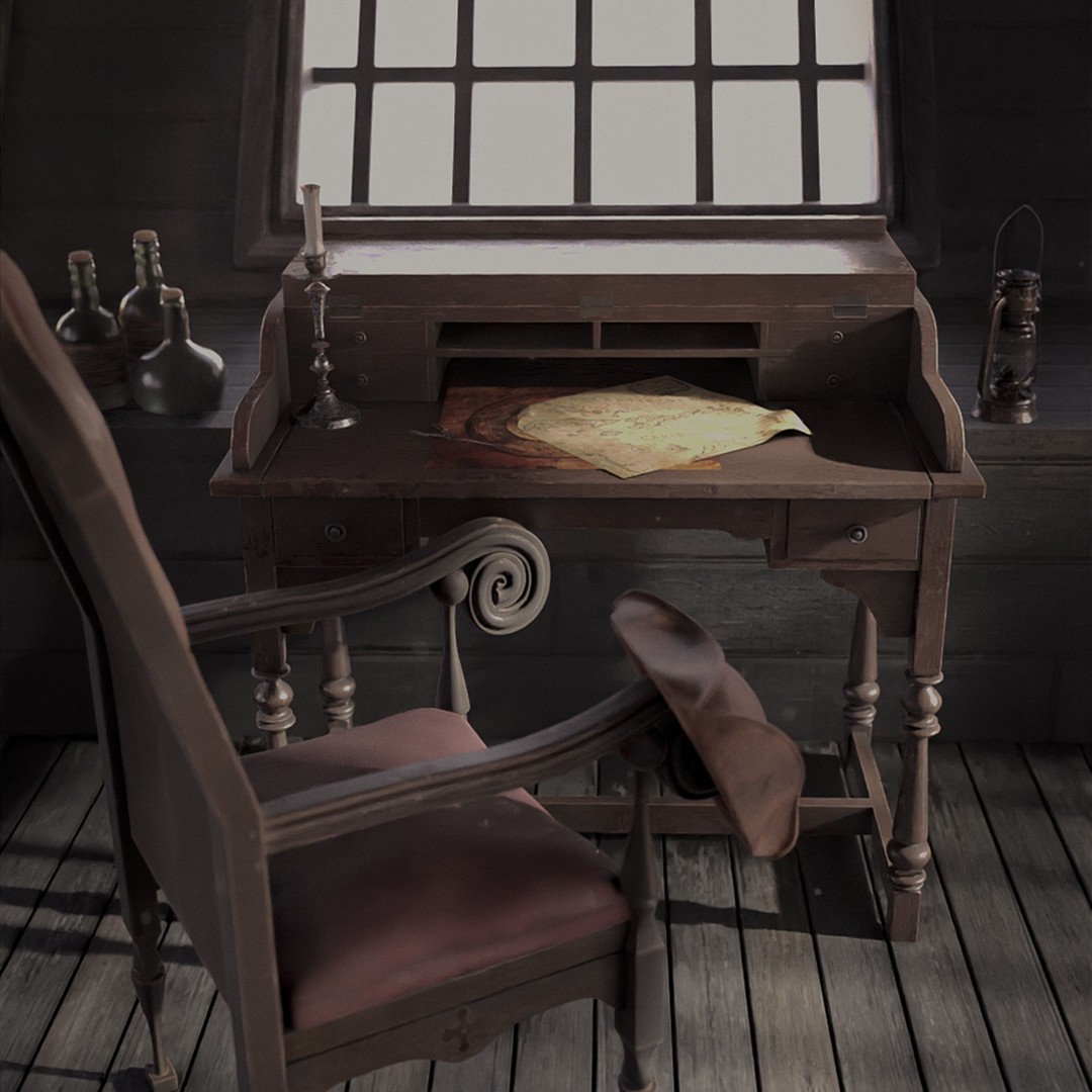 Pirate Cabin 3D Model – Atmospheric Environment with 10+ Assets, FBX - View 7