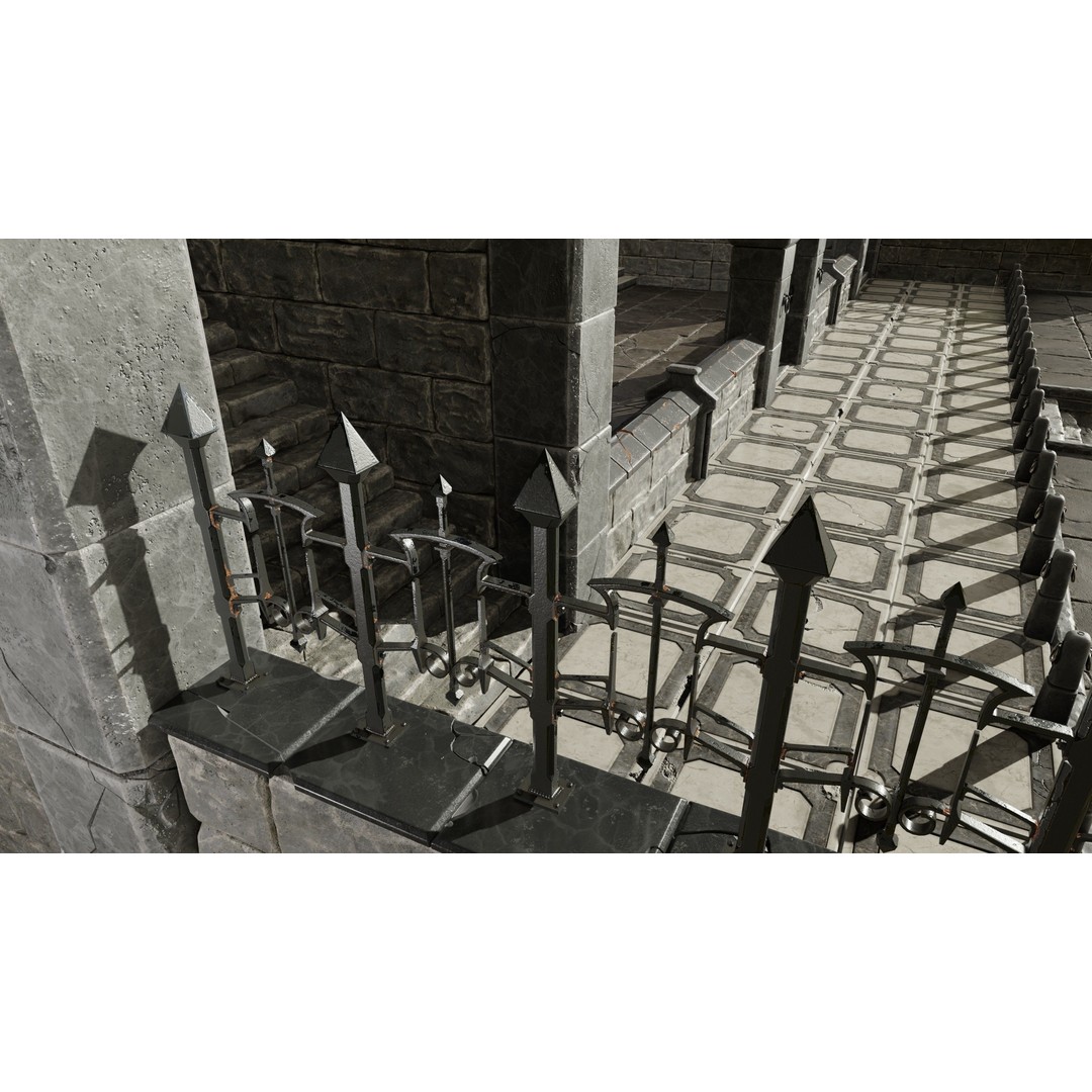 Modular Street Construction 3D Model – Steampunk Gothic Low Poly, FBX - View 10