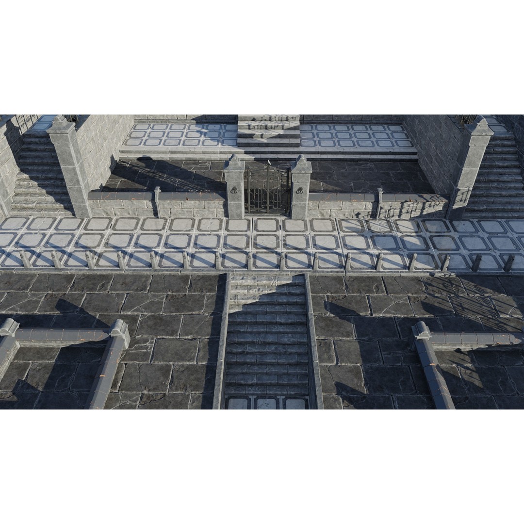 Modular Street Construction 3D Model – Steampunk Gothic Low Poly, FBX - View 11