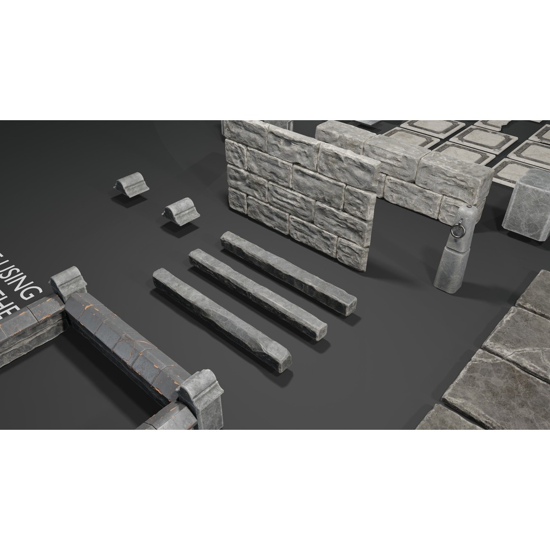 Modular Street Construction 3D Model – Steampunk Gothic Low Poly, FBX - View 14