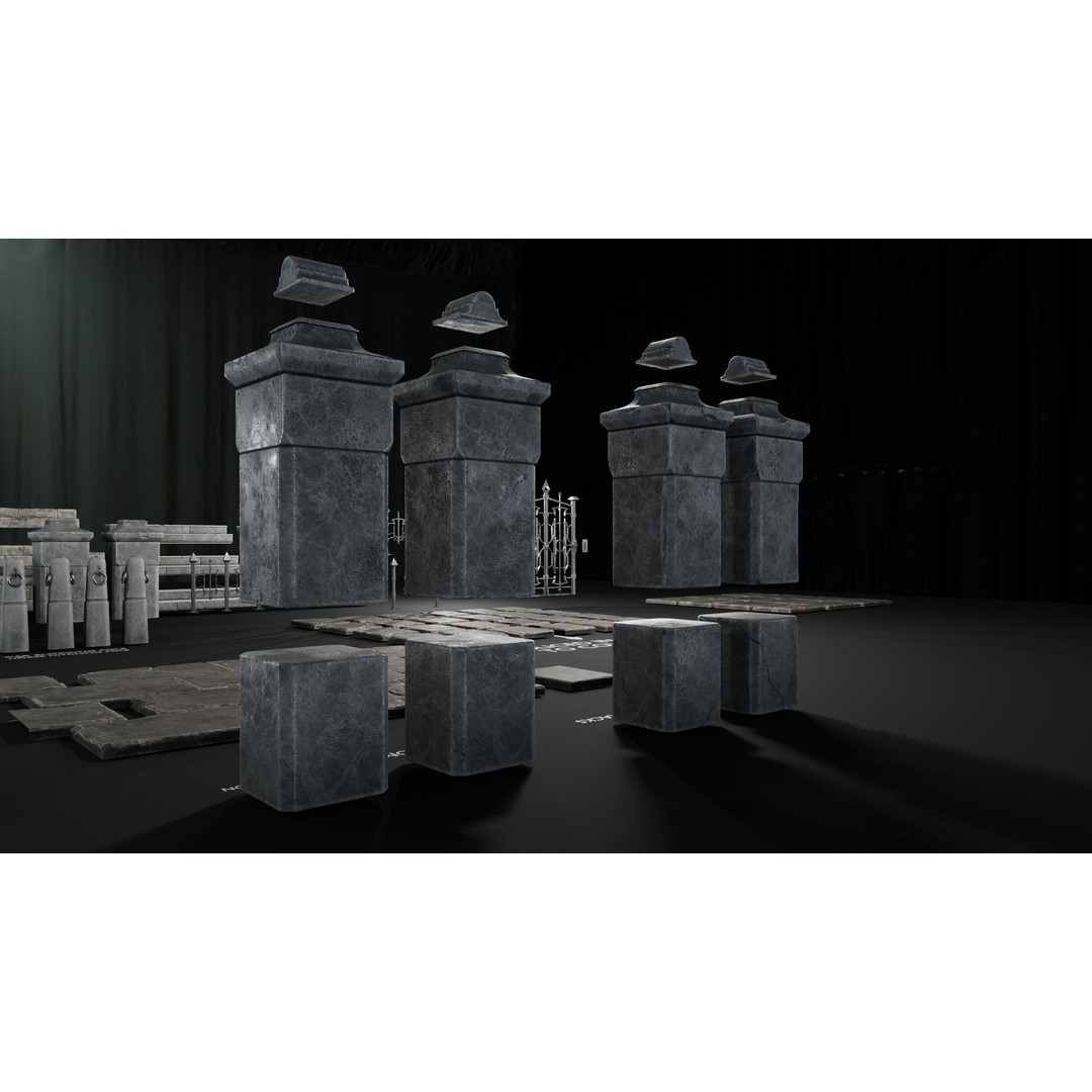 Modular Street Construction 3D Model – Steampunk Gothic Low Poly, FBX - View 29