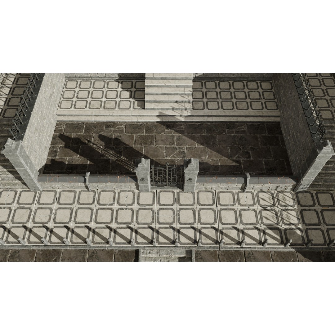 Modular Street Construction 3D Model – Steampunk Gothic Low Poly, FBX - View 30