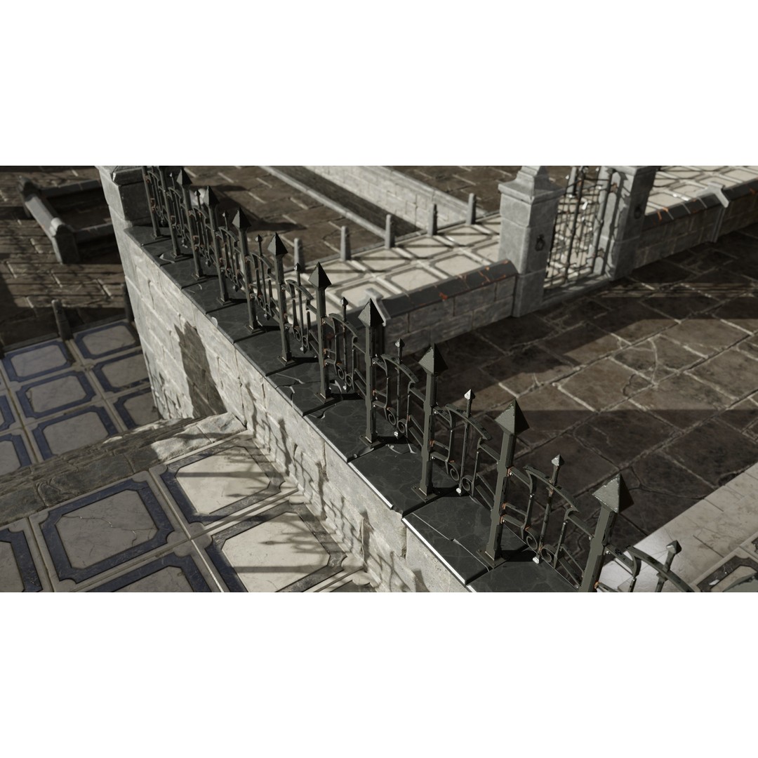 Modular Street Construction 3D Model – Steampunk Gothic Low Poly, FBX - View 31