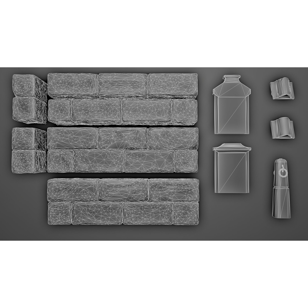 Modular Street Construction 3D Model – Steampunk Gothic Low Poly, FBX - View 33
