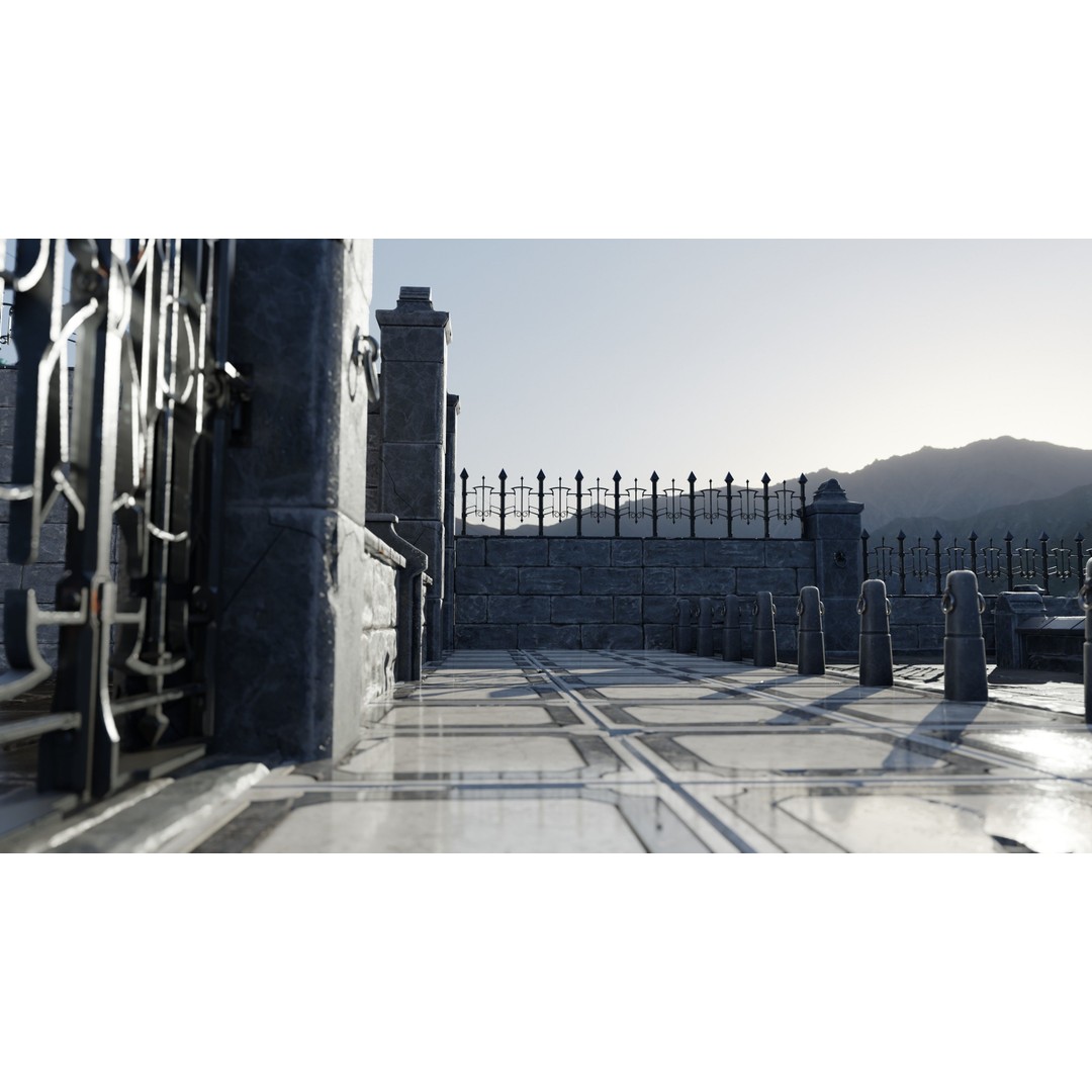 Modular Street Construction 3D Model – Steampunk Gothic Low Poly, FBX - View 4