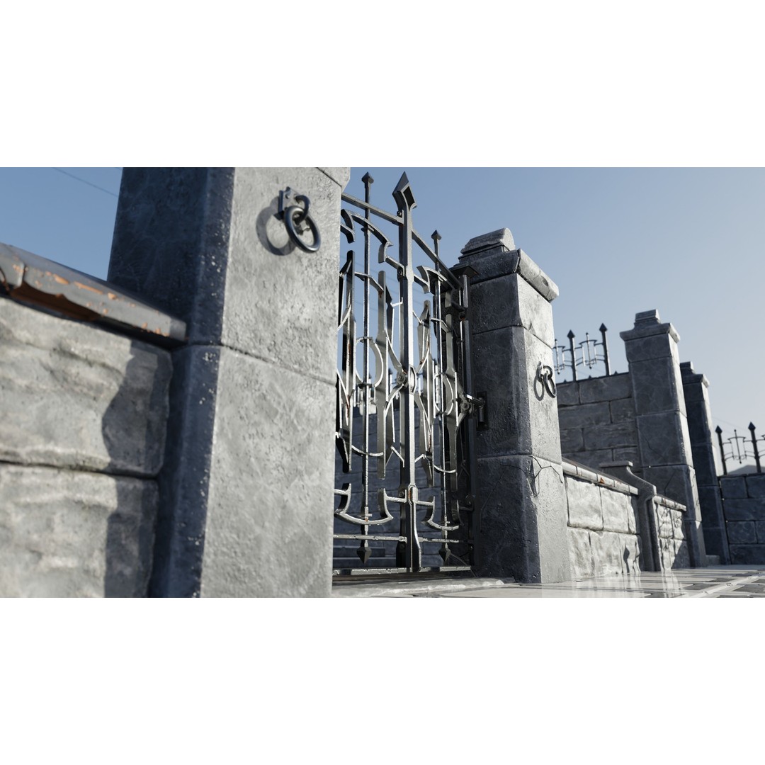 Modular Street Construction 3D Model – Steampunk Gothic Low Poly, FBX - View 5