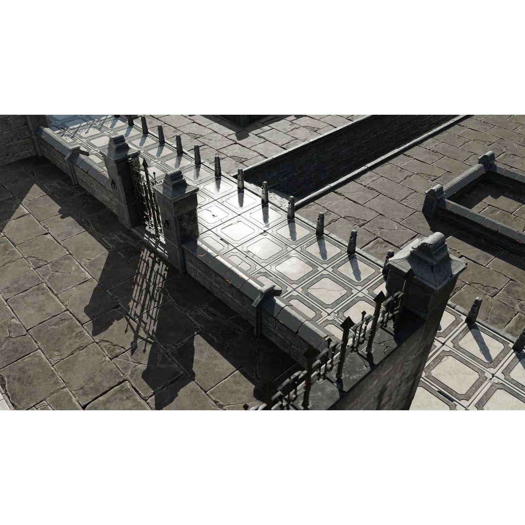 Modular Street Construction 3D Model – Steampunk Gothic Low Poly, FBX - View 6
