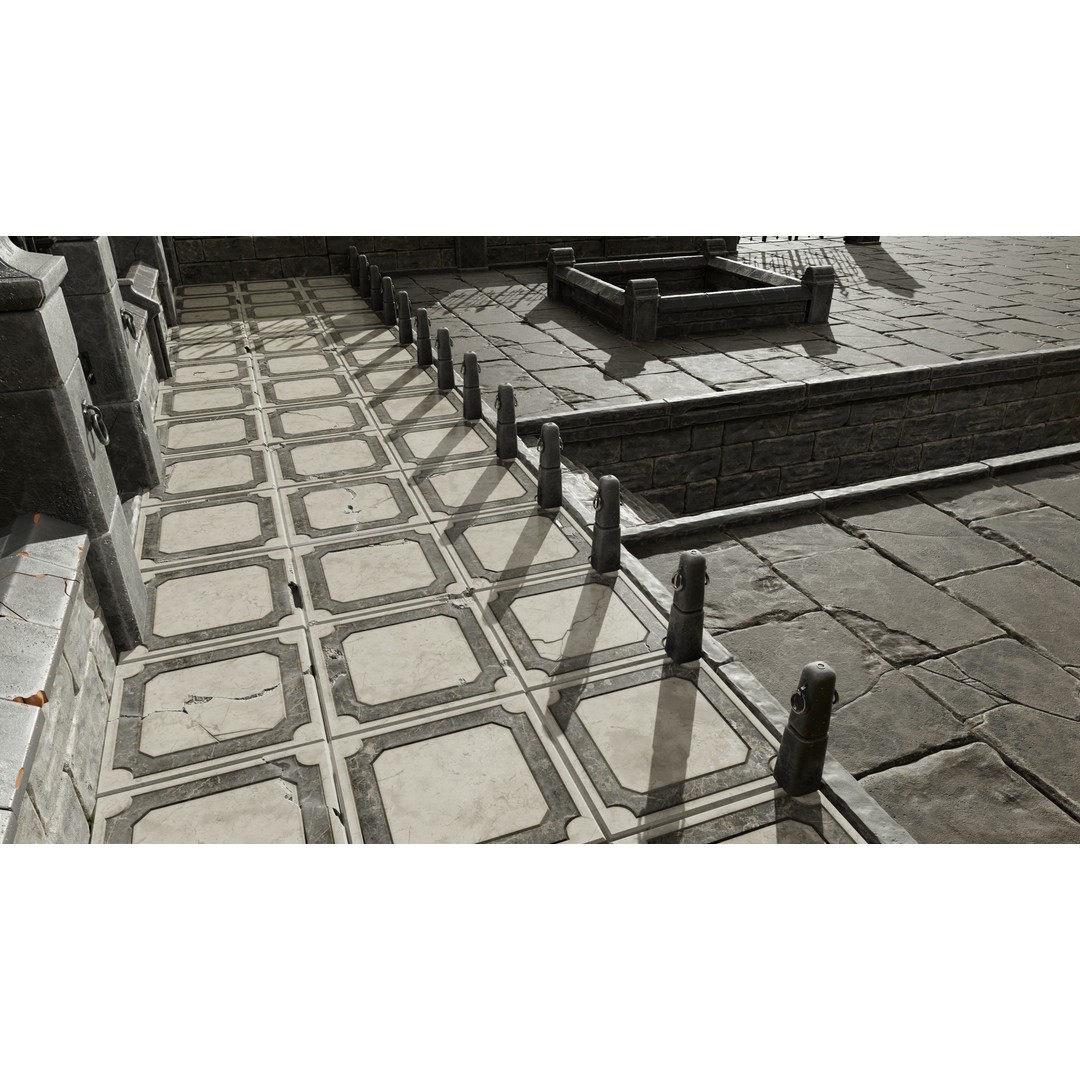Modular Street Construction 3D Model – Steampunk Gothic Low Poly, FBX - View 9