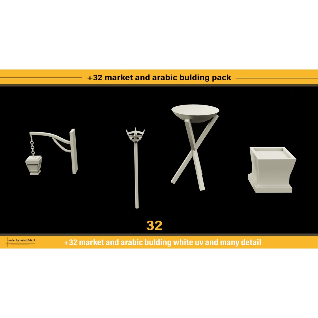 Arabic Buildings Pack 3D Model – Detailed Market Structures, Blender & FBX - View 19