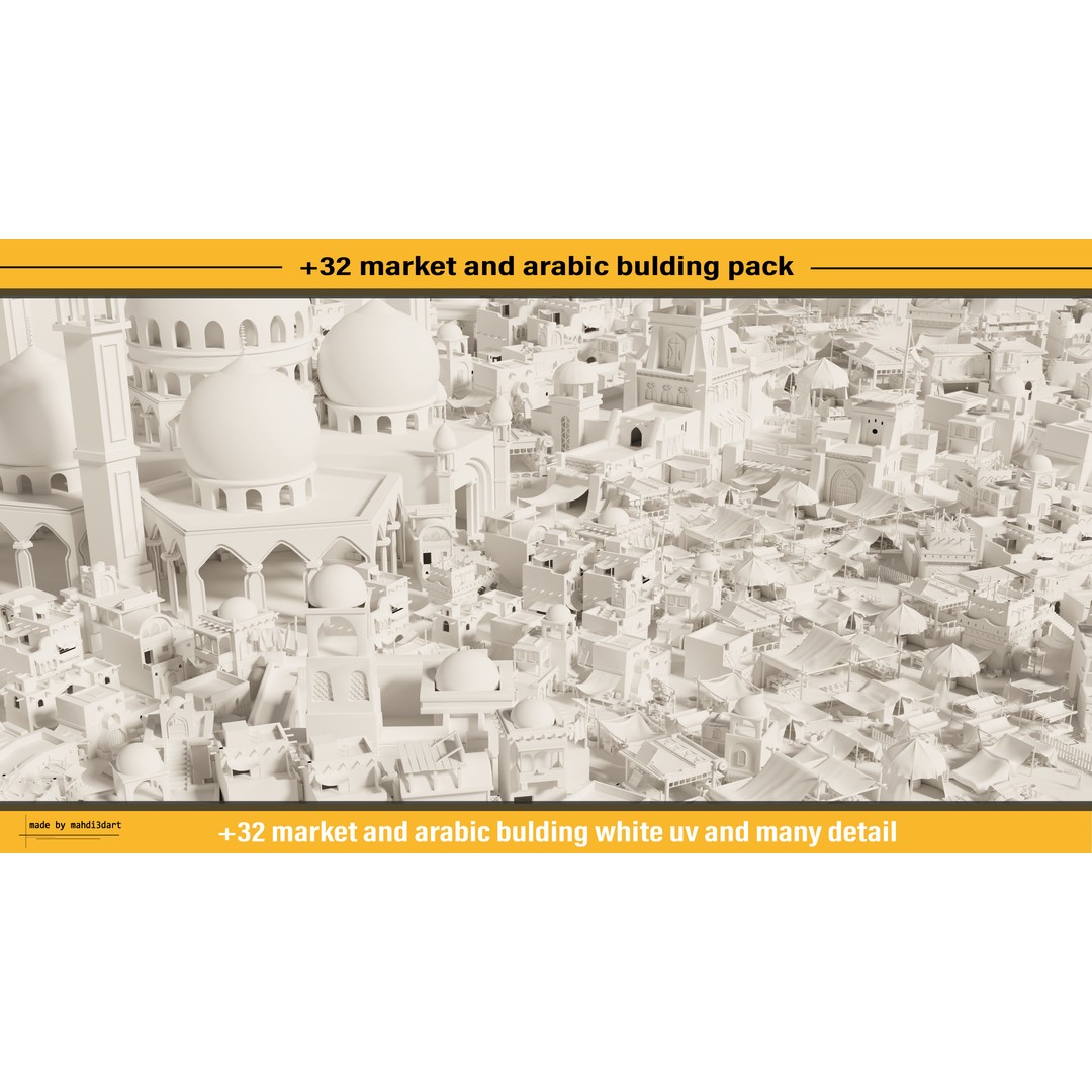 Arabic Buildings Pack 3D Model – Detailed Market Structures, Blender & FBX - View 3