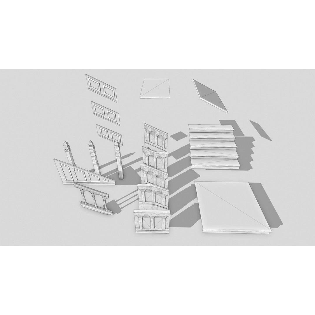 Wooden Staircase 3D Model – Vintage Modular Design, FBX