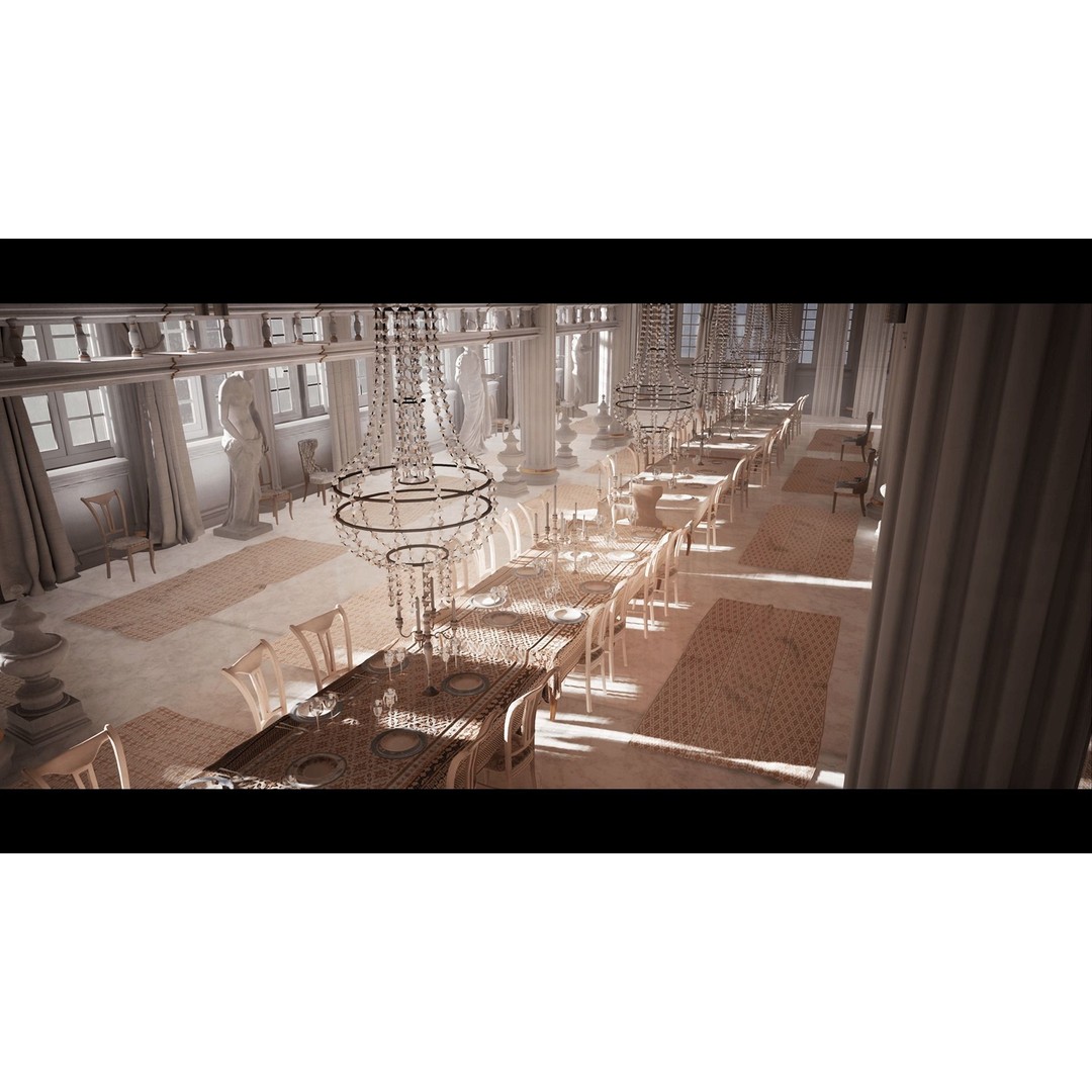 Palace Hall 3D Model – Low Poly Victorian Interior, Game Ready - View 10