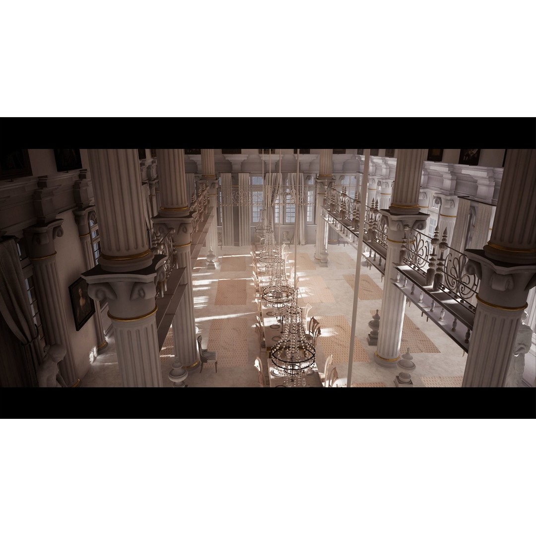 Palace Hall 3D Model – Low Poly Victorian Interior, Game Ready - View 11