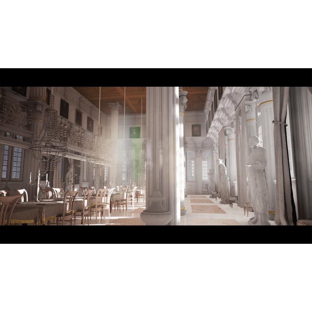 Palace Hall 3D Model – Low Poly Victorian Interior, Game Ready - View 3