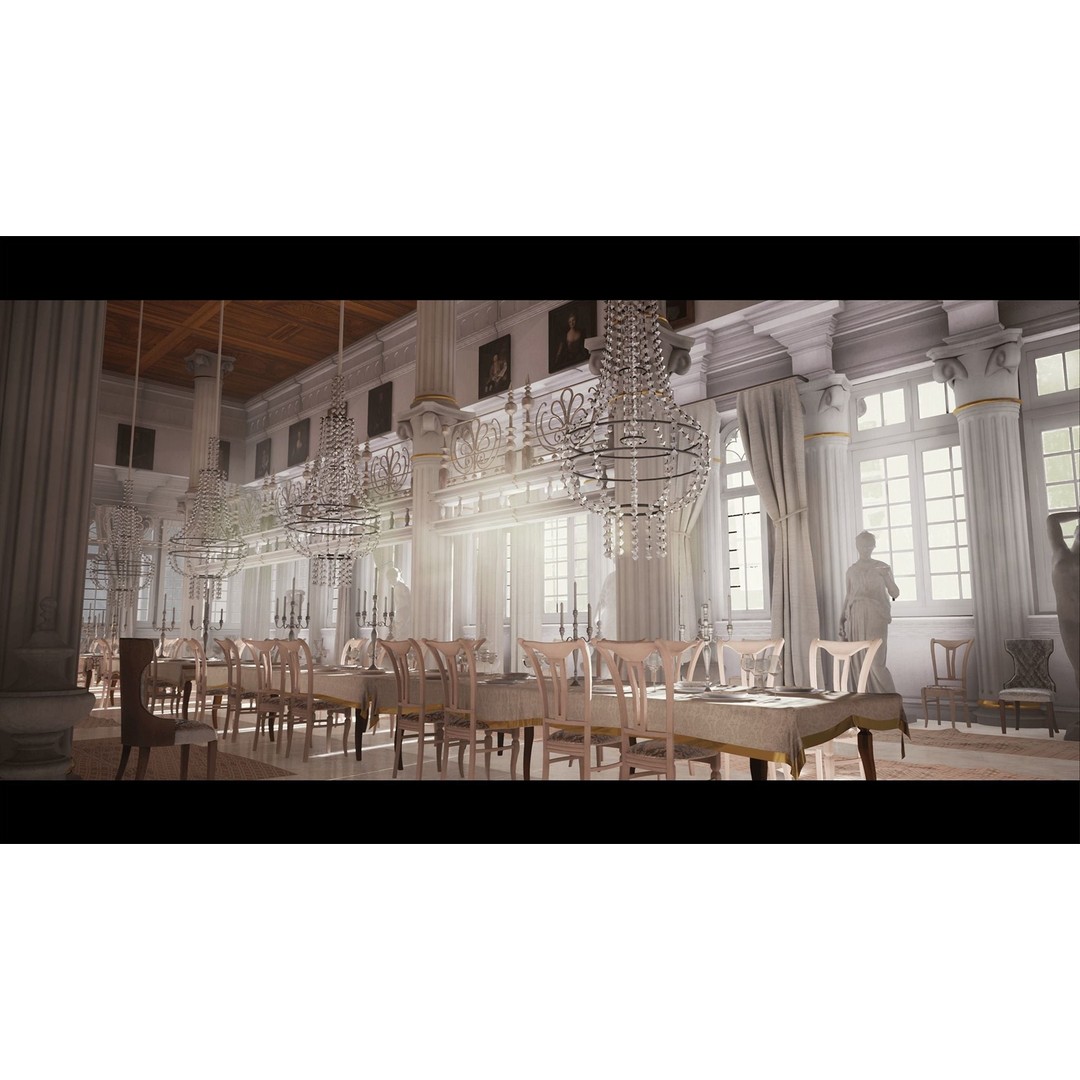Palace Hall 3D Model – Low Poly Victorian Interior, Game Ready - View 5