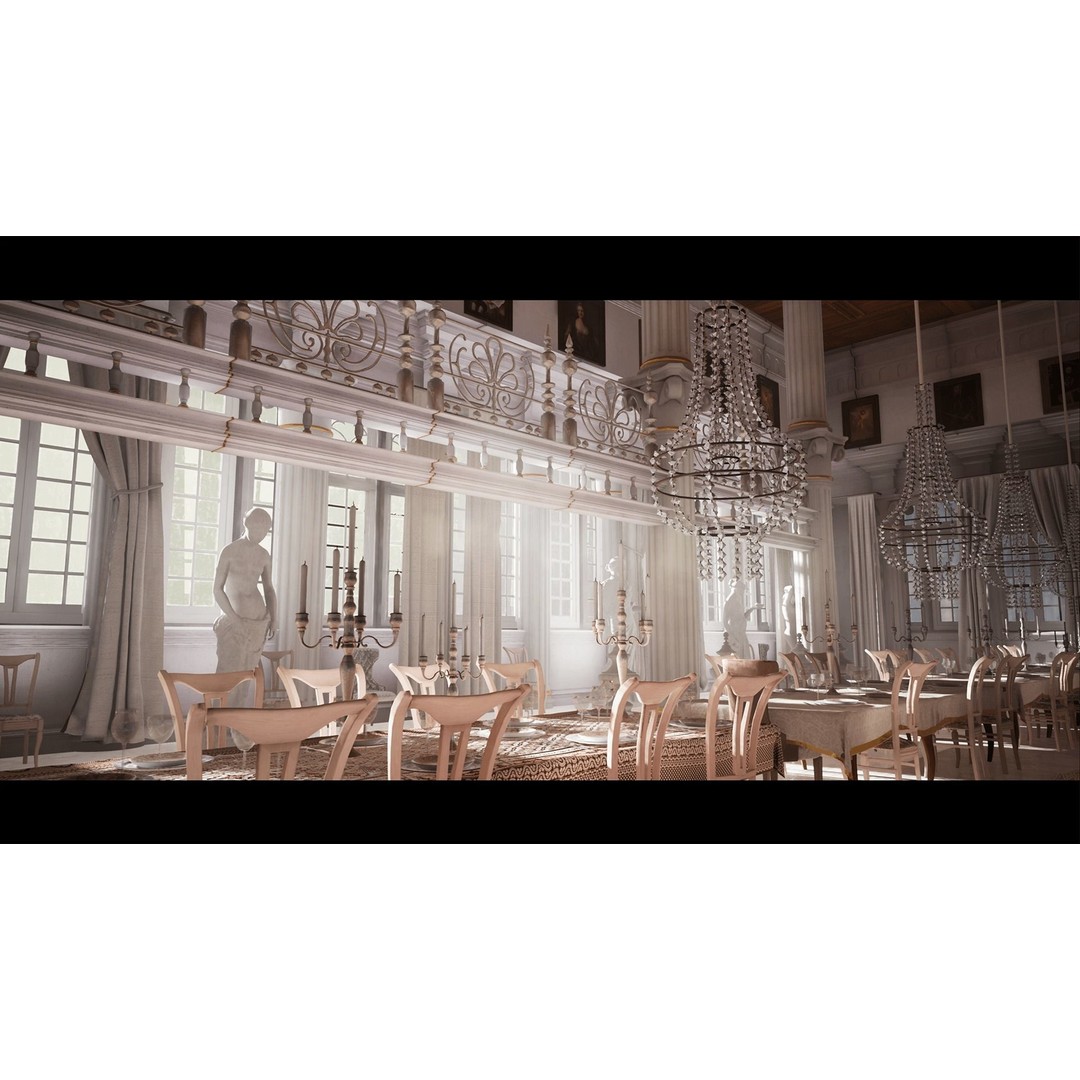 Palace Hall 3D Model – Low Poly Victorian Interior, Game Ready - View 6