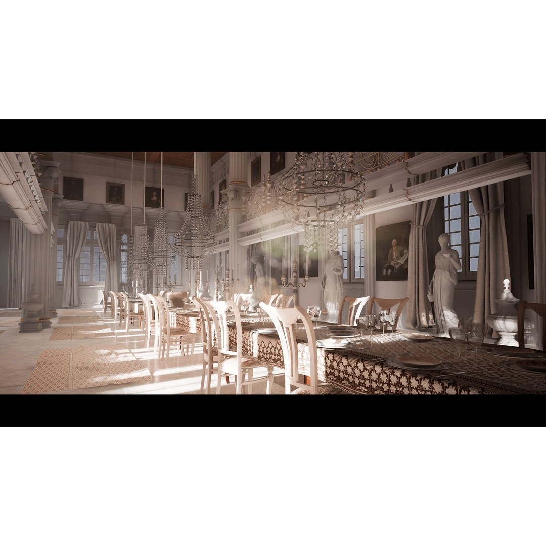 Palace Hall 3D Model – Low Poly Victorian Interior, Game Ready - View 8