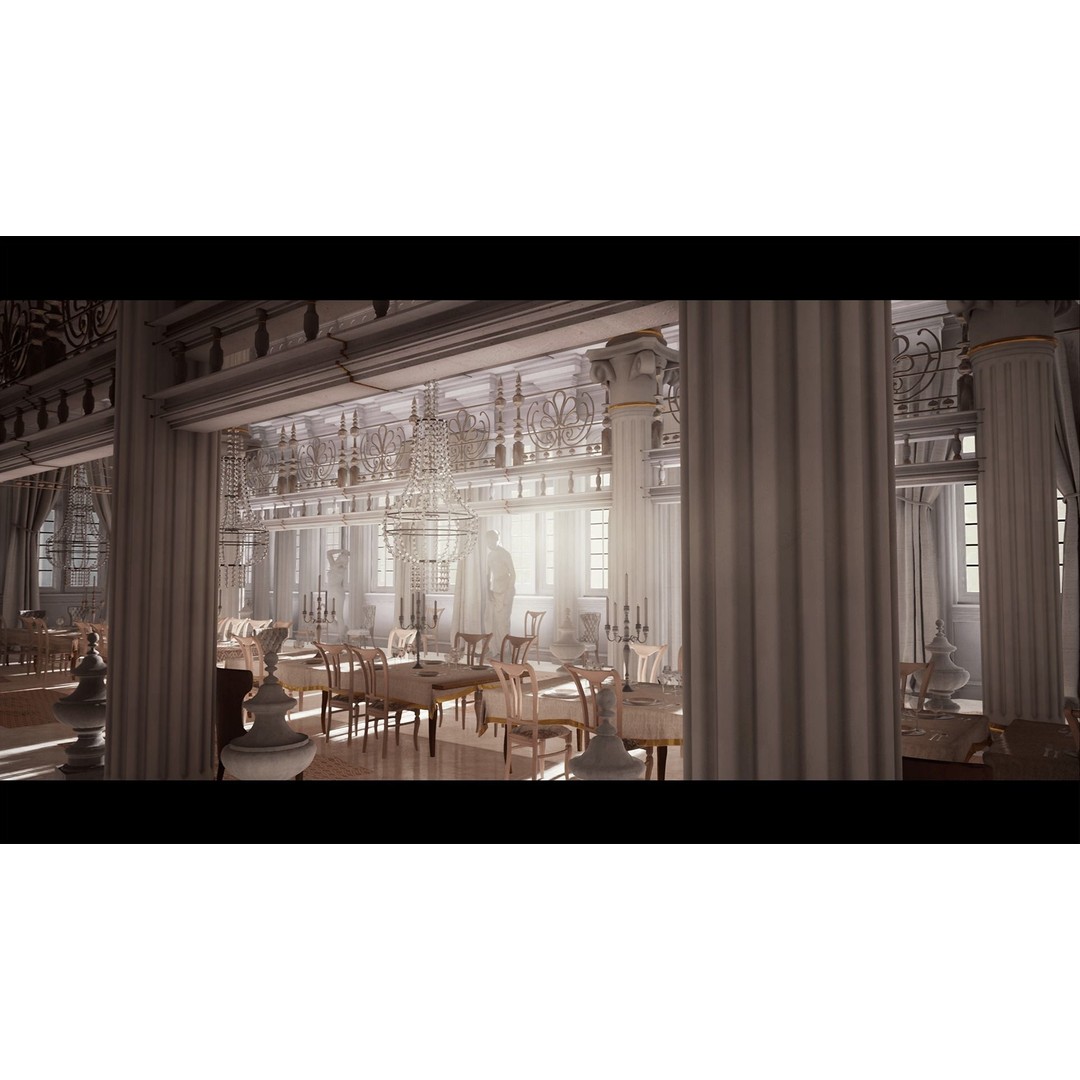 Palace Hall 3D Model – Low Poly Victorian Interior, Game Ready - View 9