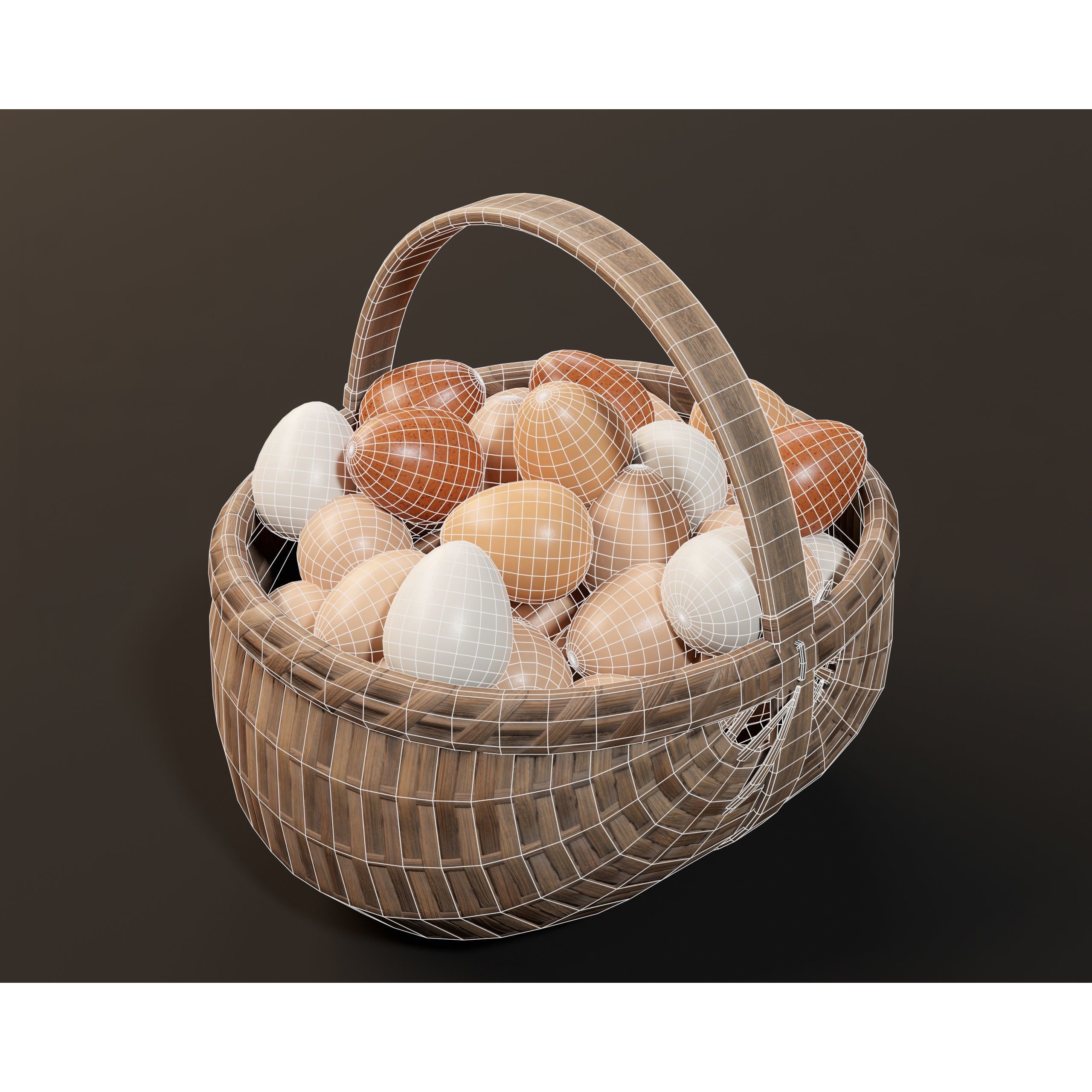 Eggs Baskets - Low-Poly Game-Ready 3D Model